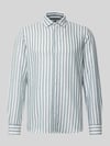 Jake*s Slim Fit Business-Hemd aus Leinen-Mix mit Kentkragen Dunkelgruen