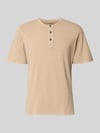 JACK & JONES Premium t-shirt z okrągłym dekoltem i listwą guzikową Beżowy
