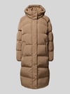 Superdry Gewatteerde lange jas met capuchon en steekzakken Beige