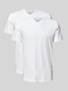 RAGMAN T-shirt z prążkowanym dekoltem w serek w zestawie 2 szt. Biały