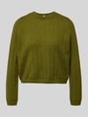 PIECES Regular Fit Pullover mit gerippten Ärmelbündchen Modell 'ADA' Oliv