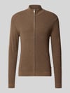 Matinique kardigan rozpinany o kroju slim fit z mieszanka bawełny model 'lagoon' Ziemisty brązowy