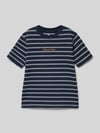 JACK & JONES T-shirt met streepmotief en Stitching Marineblauw