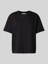Selected boxy fit T-shirt van katoen- en viscosemix model 'ESSENTIAL' Zwart