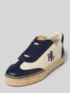 Lauren Ralph Lauren Sneakers van een mix van leer en textiel, model 'LUIZE' Marineblauw