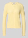 PIECES Regular Fit Strickjacke aus reiner Baumwolle Modell 'SCOUT' Hellgelb
