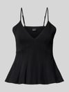 Gina Tricot Top met bandjes met V-hals model 'Peplum' Zwart