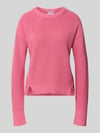 Jake*s Casual Sweter z rozcięciami po bokach z czystej bawełny Mocnoróżowy
