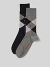 Burlington Sokken met labelapplicatie in een set van 2 paar, model 'Everyday Argyle' Lichtgrijs