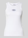 PIECES Slim Fit Top aus Baumwoll-Mix Modell 'MAY' Weiss