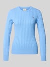 GANT Gebreide pullover met kabelpatroon en labelstitching Lichtblauw