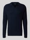 bugatti Regular Fit Strickpullover mit Polokragen aus Woll-Mix Marine