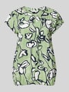 Tom Tailor Loose fit blouse met korte mouwen van pure viscose met all-over motief Lichtgroen
