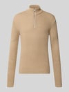 JACK & JONES Strickpullover mit Troyer-Kragen Modell 'PANNEL' Beige