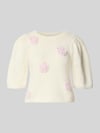 PIECES Regular Fit Shirt mit Stickerei Modell 'AYA' Offwhite Melange