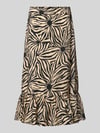 Christian Berg Woman Midirok van viscosemix met een bloemen all-over print Zwart