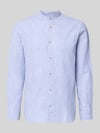 JACK & JONES Regular Fit Freizeithemd aus Baumwoll-Leinen-Mix Bleu