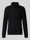 JACK & JONES Premium Sweter z dzianiny ze ściegiem warkoczowym model 'CALLUM' Czarny