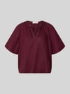 Christian Berg Woman boxy fit linnen blouse met V-hals Chocoladebruin