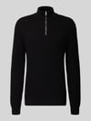 MCNEAL Regular Fit Troyer mit gerippten Abschlüssen Black