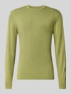 MCNEAL Strickpullover mit geripptem Rundhalsausschnitt Oliv Melange