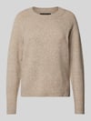 VERO MODA Regular Fit Strickpullover mit Crew Neck Modell 'DOFFY' Beige Melange