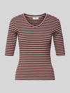 Christian Berg Woman Longsleeve mit 3/4-Arm und V-Ausschnitt Schoko