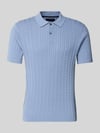 Christian Berg Men Slim Fit Poloshirt in Strick-Optik Eisblau