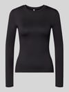 PIECES Slim Fit Langarmshirt mit Rundhals-Ausschnitt Modell 'LULA' Black