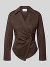 COMMA Slim Fit Bluse in Wickel-Optik Dunkelbraun