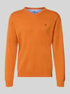 Fynch-Hatton Strickpullover mit Label-Strickerei Orange