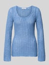 Topshop Sweter w kroju regular fit w stylu szydełkowym model 'Fenja' Jasnoniebieski