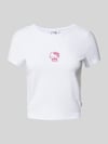 REVIEW Slim fit T-shirt met motiefstitching Wit