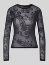 VERO MODA Slim Fit shirt met lange mouwen met ronde hals model 'LOVA' Zwart