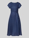 Weekend Max Mara Dopasowana sukienka casualowa z czystego lnu model 'ESORDIO' Ciemnoniebieski