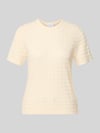 Jake*s Collection Strickshirt aus Viskose-Mix mit Rundhalsausschnitt Beige