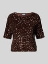 PIECES Blusentop mit Allover-Pailletten Mittelbraun