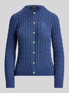 Lauren Ralph Lauren Regular Fit Strickjacke aus reiner Baumwolle mit Logo-Stitching Blau