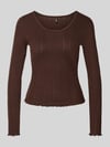 ONLY Slim Fit Langarmshirt mit Baumwoll-Anteil Modell 'TENNA' Schoko