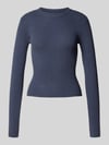 PIECES Slim Fit Strickpullover aus Viskose-Mix Modell 'MIRA' Metallic Blue
