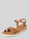 Tamaris Sandalen in leerlook met kurk-Hak Cognac