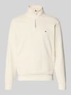 Tommy Hilfiger Regular Fit Troyer aus Baumwoll-Mix Offwhite