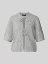 ONLY Regular Fit Strickjacke mit Schnürung Modell 'SIMONI' Mittelgrau Melange