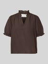 Neo Noir Blusenshirt aus Leinen-Baumwoll-Mix Modell 'Odesa' Mittelbraun