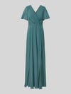 Christian Berg Cocktail Damen Abendkleid mit Spitzenbesatz Schilf Melange