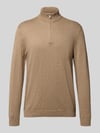 ONLY & SONS Regular Fit Troyer aus Baumwoll-Viskose-Mix Modell 'LOUI' Beige Melange