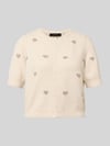 VERO MODA Slim Fit Strickjacke mit Intarsien Modell 'DOFFY INTARSIA' Beige