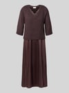 ROBE LÉGÈRE Figurumspielendes Freizeitkleid mit Spitzenbesatz Dunkelbraun