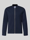 Lindbergh bluza rozpinana o kroju slim fit ze stójką Granatowy