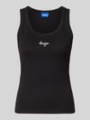 HUGO Blue Regular fit tanktop van katoenmix model 'Damatank_B' Zwart